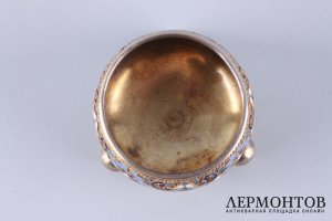 Солонка. Клингерт. Эмаль по скани. Серебро 84 пробы. Россия, Москва, 1891 г.