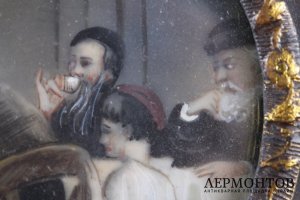 Миниатюра на слоновой кости Шаббатний обед.Европа, 19 век.