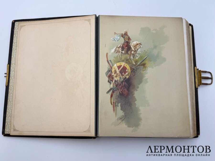 Альбом для фотографий с хромолитографиями художника Н. Каразина. Россия, 1900-е гг.
