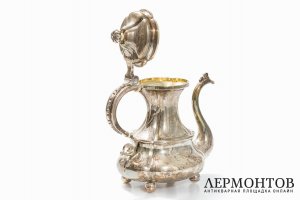 Чайно-кофейный сервиз Губкин. Серебро 84. Российская империя
