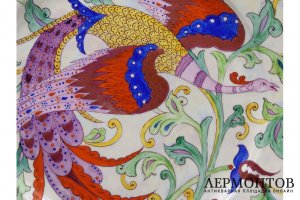 Хренов Н.А. Декоративное блюдо Жар-птица. Фарфор, роспись. СССР, Дулево, 1974