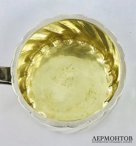Миниатюрный подстаканник со стаканом. Серебро 84 пробы, золочение, Г. П. Грачёв, Россия, конец 19 века