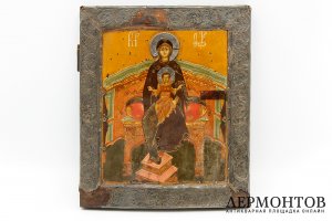 Редкость. Икона Богоматерь с Младенцем на престоле. Россия, XVII век. Темпера.