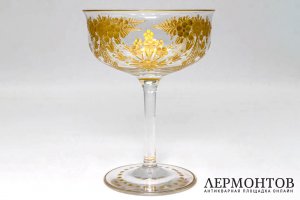Ваза, конфетница Цветы. Стекло, резьба, золочение. Европа, 1900-1930е гг.