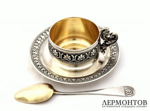 Кофейная пара в футляре. Серебро 950. Франция
