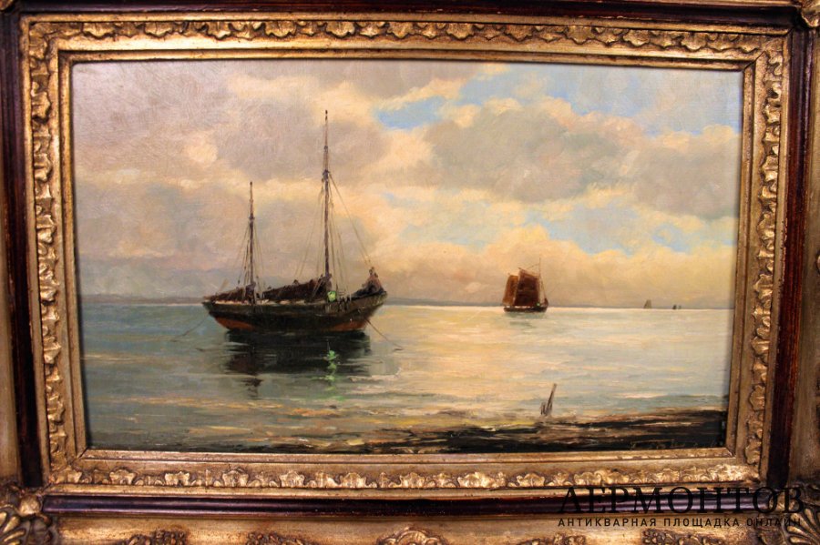 Картина. Морской пейзаж. Fritz Haack. Холст, масло.