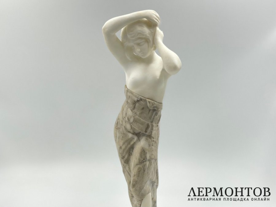 Скульптура Купальщица в ст. Модерн. Австрия, 1900-е гг., Ernst Beck.  Алебастр