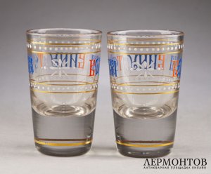 Стопки водка вину тетка. Россия, Императорский стеклянный завод, 19 век. 