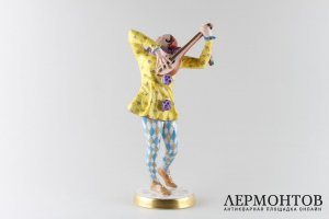 Статуэтка Пьеро с мандолиной. Серенада. Фарфор. Hutschenreuther, Германия, 1920-е гг.