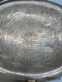 Ваза для конфет с видом города в резерве. Серебро 84 пробы, Россия, 1891 год