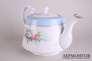Чайник заварочный Цветы и колосья. Роспись. Российская империя, Гарднер, 1870-90е гг.