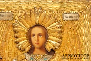 Икона Ангел молитвы в шитом окладе. Россия, XIX в. 