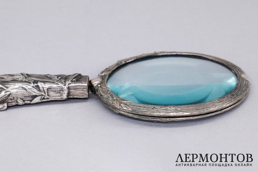 Лупа с ручкой, украшенной головой лошади. Модерн. Европа, 1900е гг. Серебрение
