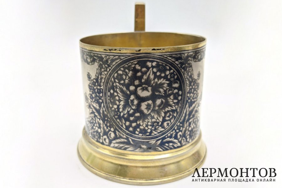 Подстаканник Смородина. Серебро 875 пробы. СССР, фабрика Северная чернь, 1950-е гг.