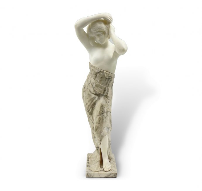 Скульптура Купальщица в ст. Модерн. Австрия, 1900-е гг., Ernst Beck.  Алебастр