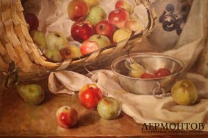 Картина. Натюрморт с яблоками. Эмма Грас, 1920 год.