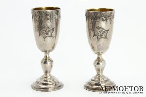 Пара рюмок. Серебро 84 пробы. Россия, Москва, 1899-1908 гг.