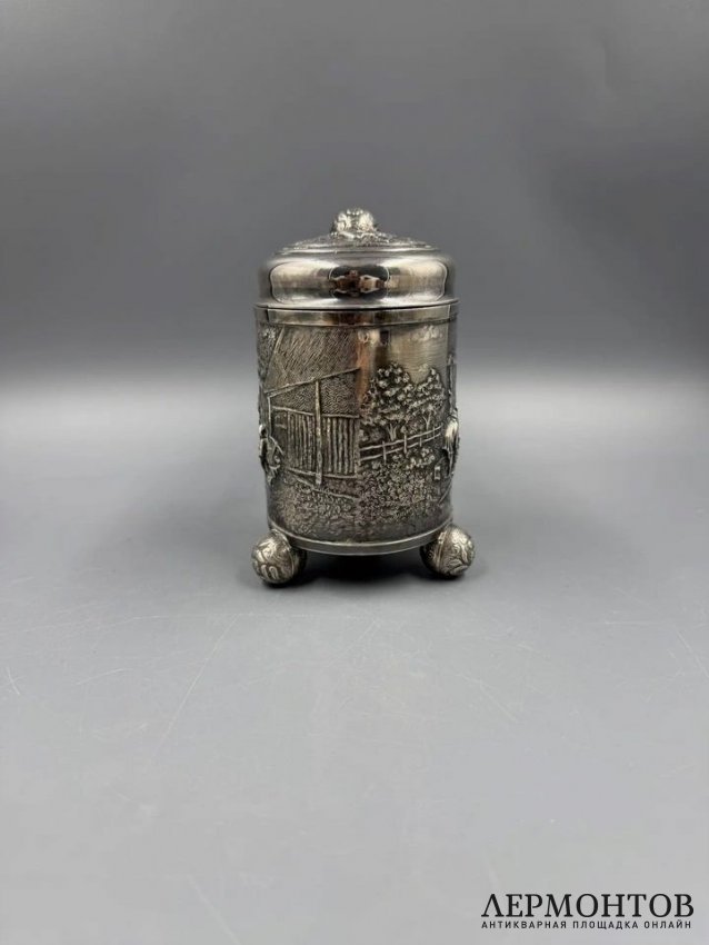 Пивная кружка с крышкой. Металл, серебрение, P. Jessen, Дания, 1960–1970 годы
