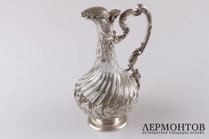 Графин для вина. Серебро 950 пробы, хрусталь. Конец XIX века. Франция