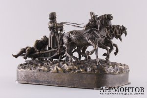 Скульптура Зимняя тройка. Е.А. Лансере. Бронза. Российская империя, Санкт-Петербург, конец XIX в