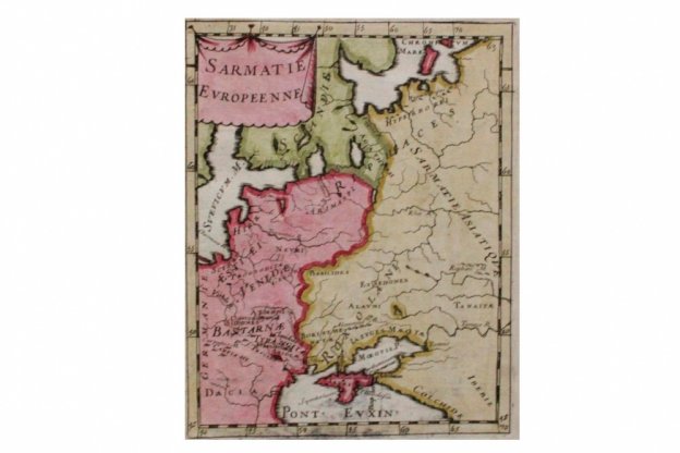 Карта территорий Сарматии Европейской. Россия, Крым. А. М. Мале. Франция, 1683 год.
