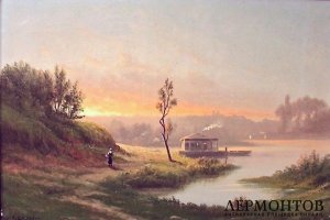 Картина. Живописный пейзаж. Барбизон. C.Lenglet. 19 век