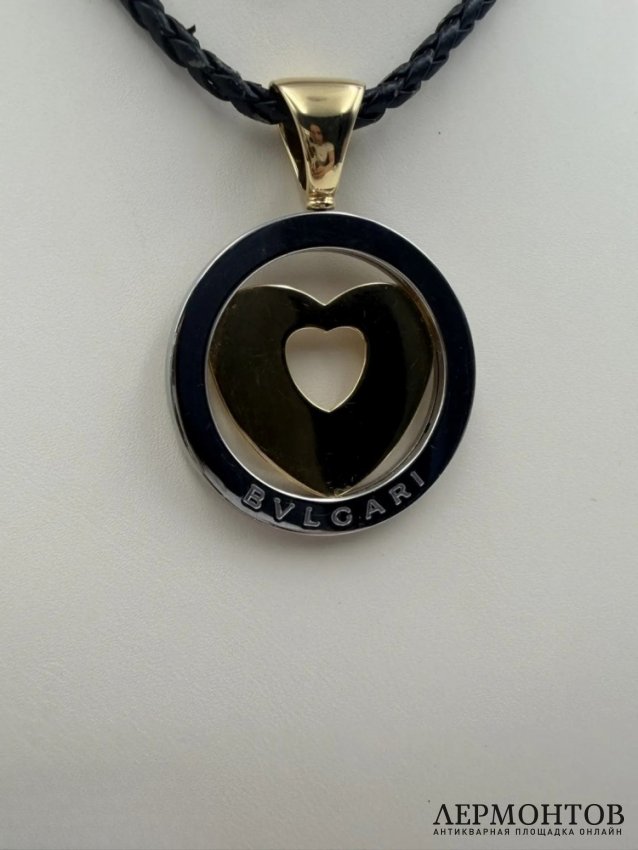 Кулон «Tondo Heart». Жёлтое золото 750 пробы, сталь, Bvlgari, Италия