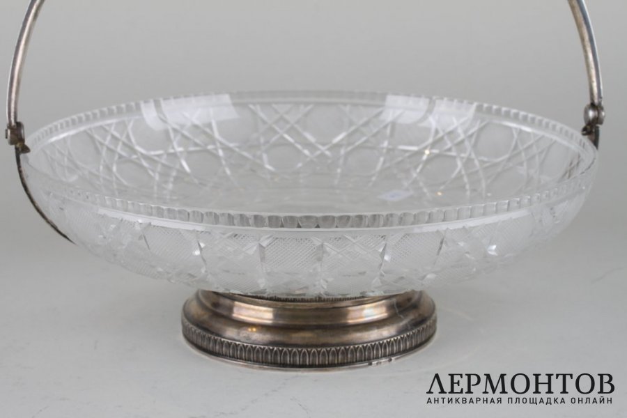 Ваза-фруктовница. Серебро 84 пробы, хрусталь. Россия,после 1908 года.