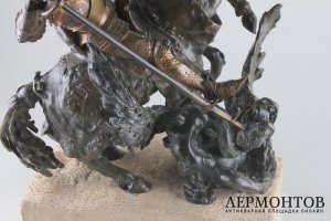Скульптура Георгий Победоносец. Франция, 19 век. Бронза, кость.