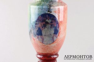 Кубок Ваза Бокс. СССР, 1950-1960-е гг. Стекло, латунь, полихромная печать.