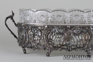 Ваза для фруктов. Серебро 950 пробы, хрусталь. Франция, XIX в.