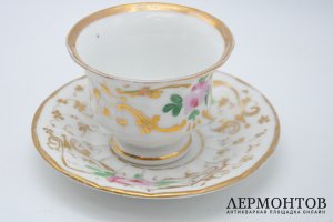 Чайная пара с розами. Фарфор, роспись. Франция, 2-я половина XIX-начало ХХ вв.