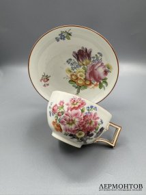 Кофейная пара с букетом. Фарфор, роспись, Meissen, период Марколини, Германия, 1774–1814 годы