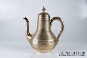 Кофейник. Серебро 950 пробы, кость. Франция, XIX век.