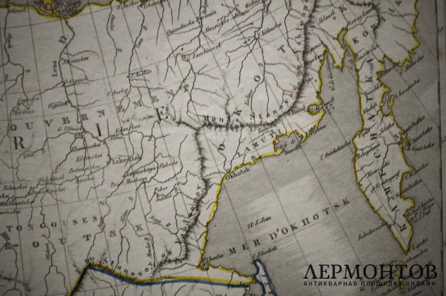 Карта Сибири и Камчатки.  Картограф Ambroise Tardieu. Париж, 1821 год.