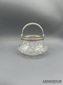 Ваза-конфетница. Хрусталь, серебро 84 пробы, Россия, 1908–1917 годы