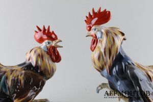Статуэтки Два петуха. Фарфор.  Фабрика Rosenthal, Германия, середина 20 в.