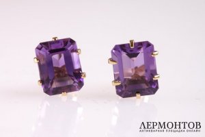Серьги с аметистами 5,8 ct. Золото 585 пробы. США
