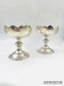 Парные креманки «Кувшинки». Серебро 84 пробы, Россия, 1899–1908 годы