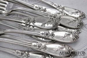 Столовый набор на 6 персон Henin et cie. Серебро 950. Франция