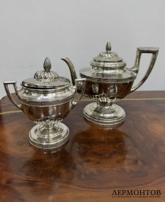 Чайно-кофейный сервиз из 4 предметов. Металл, серебрение, Западная Европа, 1900-е годы
