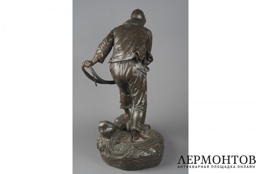 Скульптура Рыбак, забрасывающий крюк. Франция, конец 19 в. Авт. мод. Lormier. Бронза.