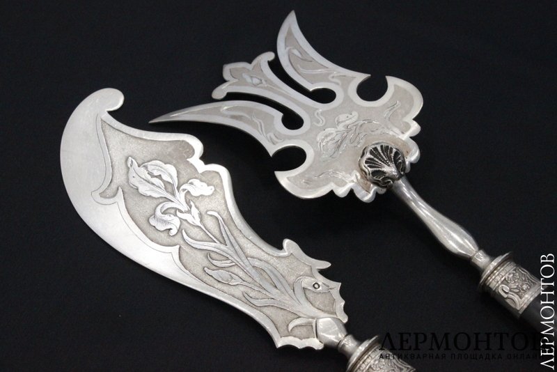 Набор для сервировки рыбы Art nouveau. Серебро 950. Франция