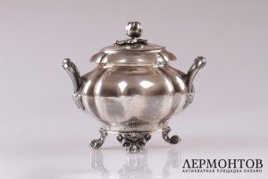 Сахарница в стиле барокко. Debain et Flamant, Серебро 950. XIX век. Франция