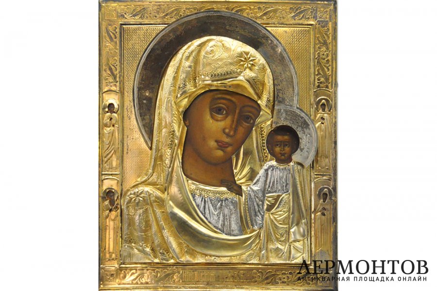 Икона Богоматерь Казанская в серебряном окладе. Российская империя, 1908-1917 