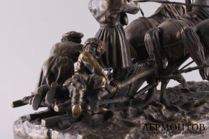 Скульптура Зимняя тройка. Е.А. Лансере. Бронза. Российская империя, Санкт-Петербург, конец XIX в