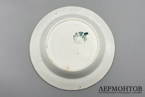 Тарелка Боже счастье дай. Россия, фарфоровый завод Ф. Зусмана, 19 век. Фаянс, роспись