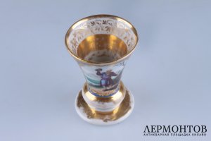 Стопка. Странник и музыкант. Россия, А.Т. Сафронов. 1830-1840г. Фарфор.