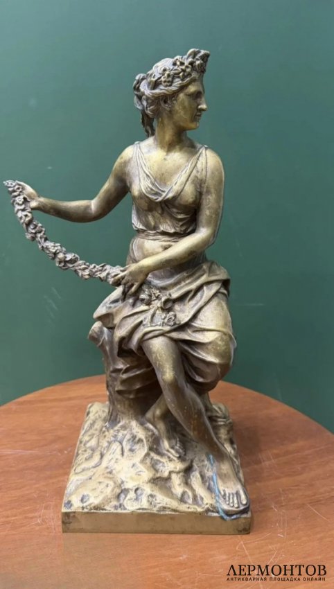 Скульптурная группа «Флора и Амур». Бронза, по модели А. Куазевокса, F. Barbedienne, Франция, конец 19 века