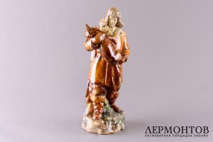Статуэтка Охотник с лисицей, СССР, 20 в. Гжель